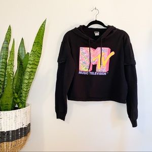 MTV Black Hoodie w/ Sleeve Pockets